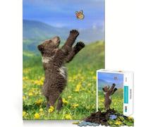 Rompecabezas de 1000 Piezas Osito con Mariposa,Piezas de Ajuste preciso,Juego cognitivo,Regalo,Momento Acogedor,Escena navideña,Arte (50x75cm)