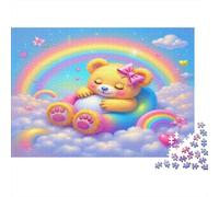 Rompecabezas de 1000 Piezas Oso arcoíris | Dulces sueños | Piezas ensambladas con precisión | Detalles detallados | Cartón Grueso Premium | para familias 70x50cm