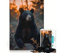 Rompecabezas de 1000 Piezas Oso Atardecer Elegante Bordes Lisos Juego de Habilidad Mental Diversión Tiempo Acogedor Regalo de Cumpleaños y Pasatiempo (50x75cm)