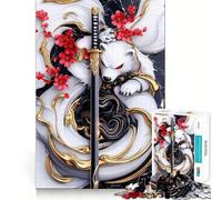 Rompecabezas de 1000 Piezas Oso Blanco Samurai Polar para Adolescentes Juego Divertido con Encaje Huecos Actividad Nocturna para Toda la Familia (50x75cm)