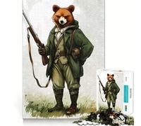 Rompecabezas de 1000 Piezas Oso Cazador,diseño Original,Corte Suave,Juego cognitivo,Regalo Ideal para Momentos de Ocio y cumpleaños (38x52cm)