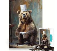 Rompecabezas de 1000 Piezas Oso Chef con Sombrero Bordes Lisos Juego de Habilidad Mental Diversión Tiempo Acogedor Regalo de Cumpleaños y Pasatiempo (50x75cm)