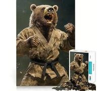 Rompecabezas de 1000 Piezas Oso con Kimono de Karate,decoración Saludable,Mente Activa,Tiempo de Juego Acogedor,Regalo Divertido de Navidad (38x26cm)