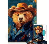 Rompecabezas de 1000 Piezas Oso con Sombrero Bordes Lisos Juego de ingenio Diversión Tiempo Acogedor Juego Regalo de cumpleaños Pasatiempo (50x75cm)