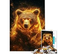 Rompecabezas de 1000 Piezas Oso Dorado Resplandor Juego práctico para Juegos educativos Juguete de desafío Regalos de cumpleaños Corte de precisión (tamaño 38x26cm)