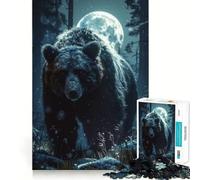 Rompecabezas de 1000 Piezas Oso en Bosque nórdico Bordes Juego Inteligente Desafío Divertido Juego Lento Divertido Regalo de cumpleaños (38x52cm)