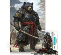 Rompecabezas de 1000 Piezas Oso Guerrero samurái Bordes Juego Inteligente Desafío Divertido Juego Lento Divertido Regalo de cumpleaños (38x26cm)