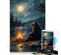 Rompecabezas de 1000 Piezas Oso Junto a una fogata bajo una Noche Estrellada Arte de Corte preciso Juguete para desarrollar la Capacidad cognitiva Tiempo de Juego Tranquilo Regalo de cumpleaños