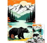 Rompecabezas de 1000 Piezas Oso Junto al Lago Un Reto para completar Juego Educativo Imposible para Mayores de 14 años Juego de Rompecabezas Disponible (38x26cm)