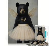 Rompecabezas de 1000 Piezas Oso Negro con alas Corte Exacto Juego de lógica Juego de relajación Arte (38x26cm)