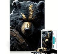 Rompecabezas de 1000 Piezas Oso Negro Guerrero Bordes Lisos Juego de Habilidad Mental Diversión Tiempo Acogedor Juego Regalo de cumpleaños Pasatiempo (50x75cm)