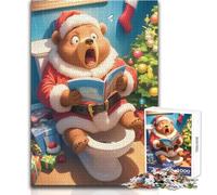 Rompecabezas de 1000 Piezas: Oso Papá Noel sorprendido, Tranquilo, Divertido, para el Tiempo Libre, Ajustado, sin Costuras, Juguete de precisión, tamaño 50x75cm