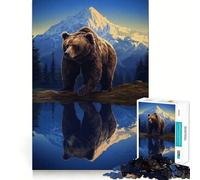 Rompecabezas de 1000 Piezas Oso Pardo Grizzly Naturaleza Corte Exacto Arte Lógica Pensamiento Juego Tiempo de Juego Tranquilo Actividad de cumpleaños (50x75cm)