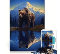 Rompecabezas de 1000 Piezas Oso Pardo Grizzly Naturaleza Premium Cut Juego Creativo para el Cerebro Paz Diversión Arte de Pared navideño (38x26cm)