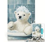 Rompecabezas de 1000 Piezas Oso Polar a la Hora del Baño para Adultos y Adolescentes Ideal para Relajarse, calmarse y desconectar Corte Suave Regalo conmovedor (50x75cm)
