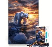 Rompecabezas de 1000 Piezas Oso Polar al Atardecer para Adolescentes Juguete de lógica para Jugar en Grupo Corte de precisión Regalo Original (50x75cm)