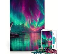 Rompecabezas de 1000 Piezas Oso Polar Aurora Boreal para Adolescentes Juguete Intelectual Tiempo en Familia Corte de Calidad (50x75cm)