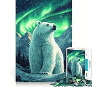 Rompecabezas de 1000 Piezas Oso Polar Aurora Boreal para Adultos Juguete Inteligente y Divertido Bordes Suaves Regalo para Festivales (38x52cm)