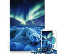 Rompecabezas de 1000 Piezas Oso Polar bajo la Aurora Boreal para Adultos Smart Reason Toy Home Enjoy Sharp Edge Santa Wish Item (50x75cm)