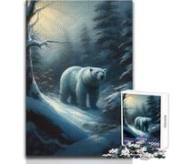 Rompecabezas de 1000 Piezas: Oso Polar en un Bosque nevado Un pasatiempo Tranquilo y satisfactorio Juguete de Corte de precisión Entrelazado Tamaño 38x26cm