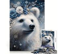 Rompecabezas de 1000 Piezas Oso Polar Fantasía Invernal para Adultos Ideal para quienes Buscan una Experiencia Relajante y un Viaje Tranquilo Bordes impecables (50x75cm)