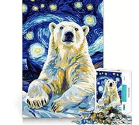Rompecabezas de 1000 Piezas Oso Polar: Noche Estrellada para Adultos y Adolescentes Ideal para Relajarse, calmarse y desconectar Corte Suave Regalo conmovedor (50x75cm)