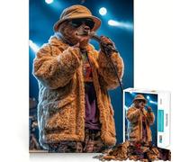 Rompecabezas de 1000 Piezas Oso Rapero interpretando una canción Decoración de Bordes impecables Juguete para Entrenar el Pensamiento Divertido Juego de cumpleaños Regalo Ideal (50x75cm)