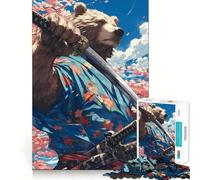 Rompecabezas de 1000 Piezas - Oso Samurai Blossom,Corte Suave,Juego cognitivo,Regalo para un Momento de Juego Relajante,Regalo de cumpleaños (50x75cm)