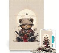 Rompecabezas de 1000 Piezas Oso Samurai Borde Juego Inteligente Desafío Divertido Juego Lento Divertido Regalo de Cumpleaños (38x26cm)