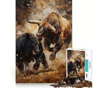 Rompecabezas de 1000 Piezas Oso vs Toro Comercio de criptomonedas Arte de Corte preciso Juego Creativo para ejercitar la Mente Juego fácil Exhibición de Arte navideño (38x52cm)