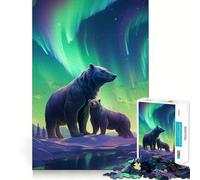 Rompecabezas de 1000 Piezas Oso y Cachorro del Norte Borde Juego de Habilidad Cerebral Juego Lento Divertido Regalo de cumpleaños para la Mente (38x52cm)