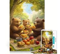 Rompecabezas de 1000 Piezas Osos Picnic Corte Exacto Juego de lógica Juego de relajación Arte (38x52cm)