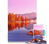 Rompecabezas de 1000 Piezas Otoño en el Lago Naturaleza Limpio En Forma Decoración Juego de Cerebro Regalo Juego de Tiempo Tranquilo Regalo de cumpleaños Arte (50x75cm)