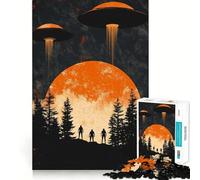 Rompecabezas de 1000 Piezas OVNIS sobre el Bosque para Adultos Juguete Que desafía la Mente Corte preciso,alineación Actividad Divertida para Toda la Familia (38x26cm)