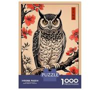Rompecabezas De 1000 Piezas Owl Japanese Art Rompecabezas para Adultos Juego De Ingenio Análisis Y Lógica Cumpleaños 52x38cm/1000pcs