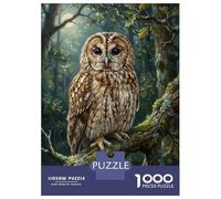 Rompecabezas De 1000 Piezas Owl Perched on Branch in Forest Rompecabezas para Adultos Juego De Ingenio Análisis Y Lógica Interacción Entre Padres E Hijos 38x26cm/1000pcs