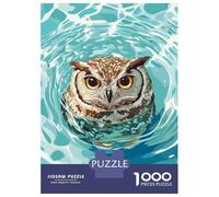 Rompecabezas De 1000 Piezas - Owl Swimming in Blue Water Rompecabezas para Adultos Juegos Familiares Carrera De Velocidad Manual Oferta como Regalos para Toda La Familia 70x50cm/1000pcs