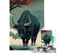 Rompecabezas de 1000 Piezas Ox Ukiyo E Japón China Difícil y desafiante Análisis y lógica Juguetes de Bricolaje para Mayores de 14 años 50x75cm