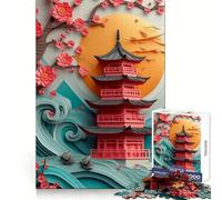 Rompecabezas de 1000 Piezas Pagoda de cerezos en Flor para Adolescentes Ideal para desarrollar la concentración,la Habilidad y el Disfrute Un Regalo significativo (38x52cm)