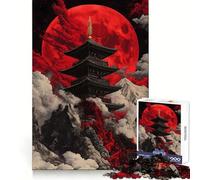 Rompecabezas de 1000 Piezas Pagoda de la Luna Roja para Adolescentes Juguete para ejercitar la Mente Juego de Mesa en Grupo Arte y Montaje Regalo clásico (38x52cm)