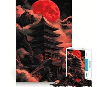 Rompecabezas de 1000 Piezas Pagoda de la Luna Roja para Adolescentes Refuerza la Memoria y el vínculo Familiar Bordes precisos Regalo Original (38x52cm)