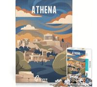 Rompecabezas de 1000 Piezas: Paisaje clásico de Atenas, Grecia, Juego Imposible, Corte de precisión, con Piezas de Formas aleatorias Que encajan Perfectamente 38x52cm