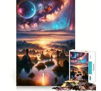 Rompecabezas de 1000 Piezas Paisaje de ensueño Celestial Amanecer Arte Impecable Entrenamiento Mental Diversión Tiempo de Descanso Juego Tranquilo (50x75cm)