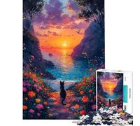 Rompecabezas de 1000 Piezas Paisaje de Gatos soñando Rompecabezas para Adultos Juegos relajantes Una Obra de Arte cumpleaños y Navidad (Tamaño 38x26cm)