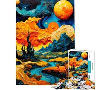 Rompecabezas de 1000 Piezas Paisaje de la Noche Estrellada Rompecabezas para Adultos Juguete antiestrés Que Mejora la Memoria Toda la Familia (Tamaño 38x26cm)