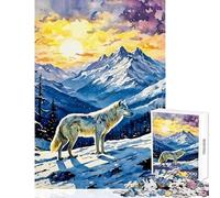 Rompecabezas de 1000 Piezas Paisaje de Lobo y Luna Juegos Divertidos para Pasar el Tiempo en casa decoración del hogar Juguetes para Mejorar el Amor Entre Parejas (26x38cm)