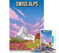 Rompecabezas de 1000 Piezas, Paisaje de los Alpes suizos, Arte pixelado, póster, decoración de Bordes limpios, Juego cognitivo, Juguete, diversión fácil, Ocio (50x75cm)
