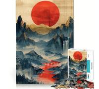 Rompecabezas de 1000 Piezas Paisaje de montaña del Sol Rojo para Adolescentes, Juguete de lógica Fuerte, Tiempo en Familia, Borde Transparente, cálida Sorpresa (50x75cm)