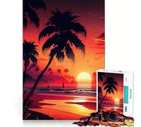 Rompecabezas de 1000 Piezas Paisaje de Playa al Atardecer,Corte sin Costuras,Juego Mental,Regalo,Juego Casual,Navidad,decoración del hogar (38x26cm)