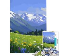 Rompecabezas de 1000 Piezas Paisaje de Pradera Alpina Difícil y desafiante Juego Educativo de análisis y lógica Apto para Mayores de 14 años 50x75cm